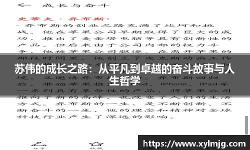 苏伟的成长之路：从平凡到卓越的奋斗故事与人生哲学
